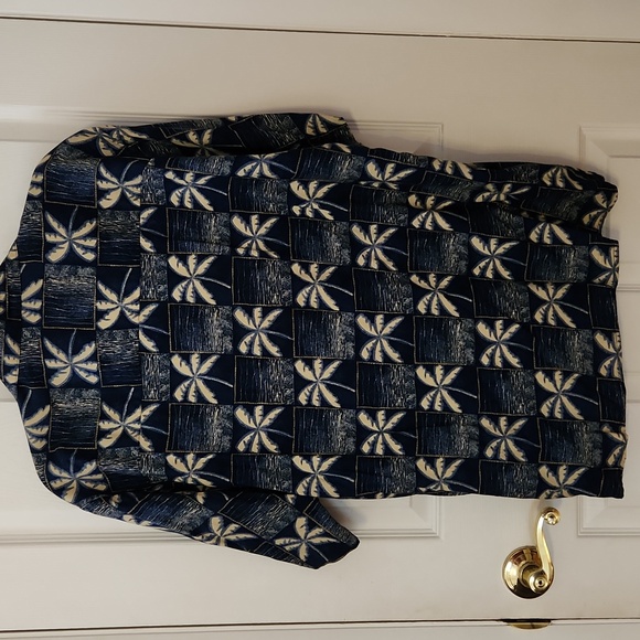 Vintage Men's Natural Issue Blue Palm Tree Hawaiian Shirt EUC Size Medium - Picture 6 of 9